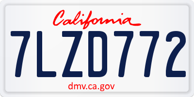 CA license plate 7LZD772
