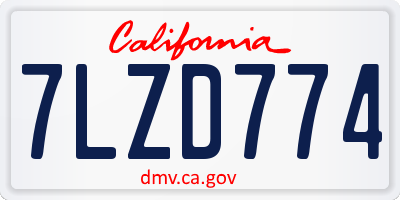 CA license plate 7LZD774