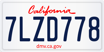 CA license plate 7LZD778
