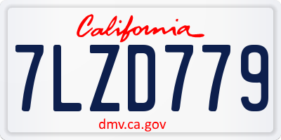 CA license plate 7LZD779