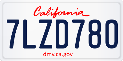 CA license plate 7LZD780
