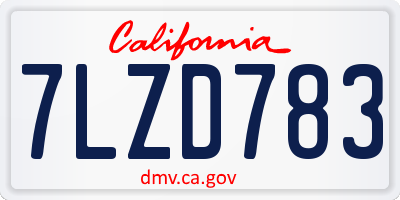CA license plate 7LZD783