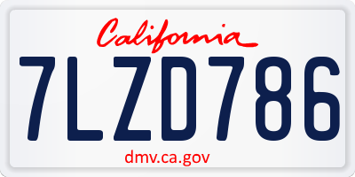 CA license plate 7LZD786
