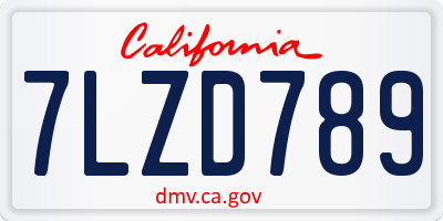 CA license plate 7LZD789