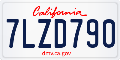 CA license plate 7LZD790