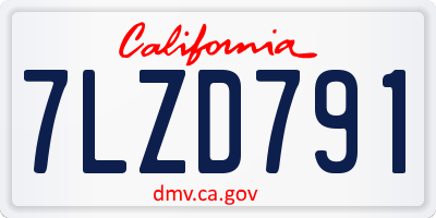 CA license plate 7LZD791