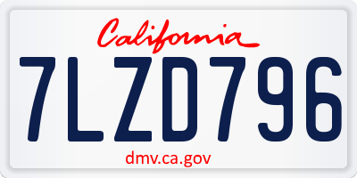 CA license plate 7LZD796