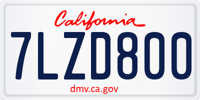 CA license plate 7LZD800