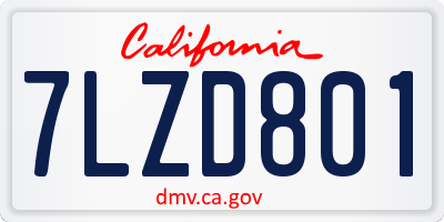 CA license plate 7LZD801