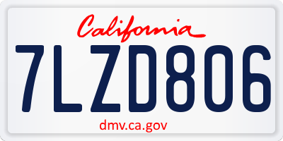 CA license plate 7LZD806