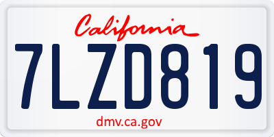 CA license plate 7LZD819
