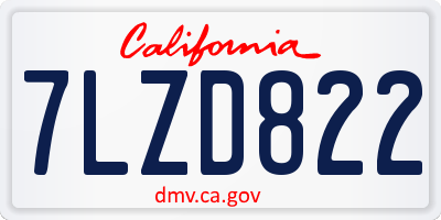 CA license plate 7LZD822