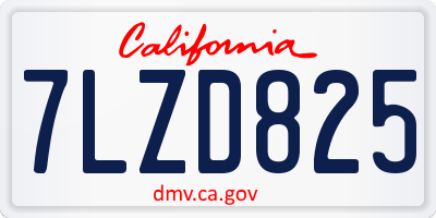 CA license plate 7LZD825