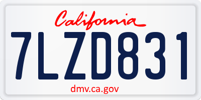 CA license plate 7LZD831