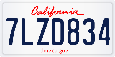CA license plate 7LZD834