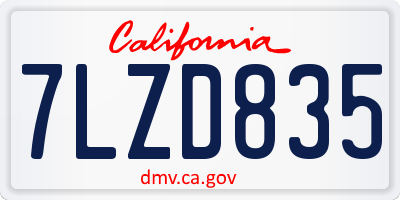CA license plate 7LZD835