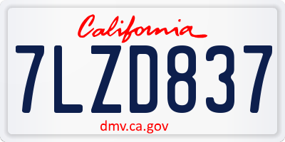 CA license plate 7LZD837
