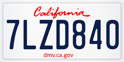 CA license plate 7LZD840