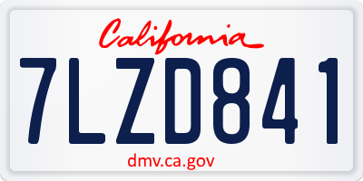 CA license plate 7LZD841