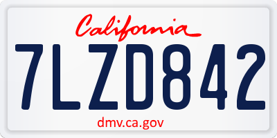 CA license plate 7LZD842