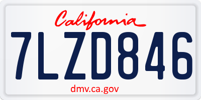 CA license plate 7LZD846