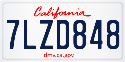 CA license plate 7LZD848