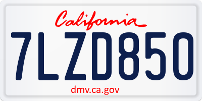 CA license plate 7LZD850