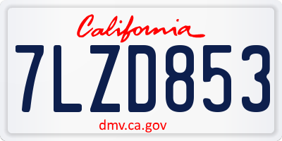 CA license plate 7LZD853