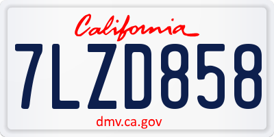 CA license plate 7LZD858