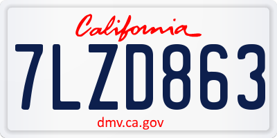CA license plate 7LZD863