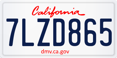 CA license plate 7LZD865