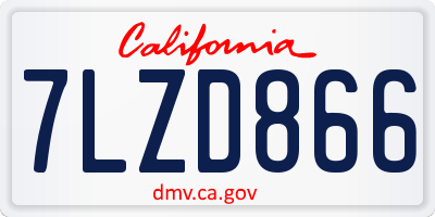 CA license plate 7LZD866