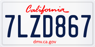 CA license plate 7LZD867