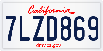 CA license plate 7LZD869