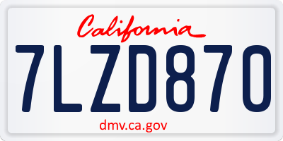 CA license plate 7LZD870