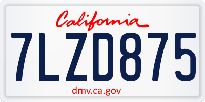 CA license plate 7LZD875