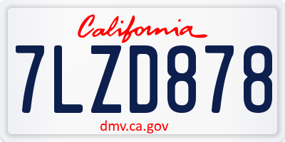 CA license plate 7LZD878