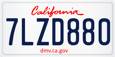 CA license plate 7LZD880