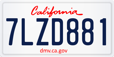 CA license plate 7LZD881