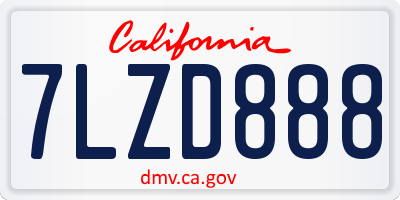 CA license plate 7LZD888