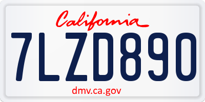 CA license plate 7LZD890