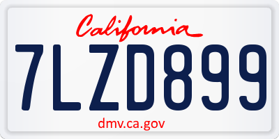 CA license plate 7LZD899