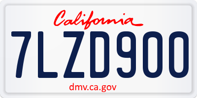 CA license plate 7LZD900