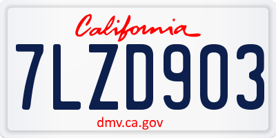 CA license plate 7LZD903