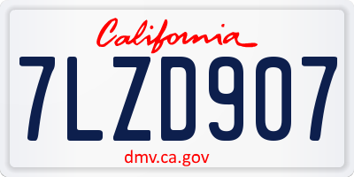 CA license plate 7LZD907