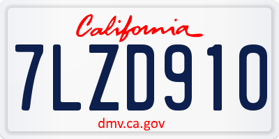 CA license plate 7LZD910