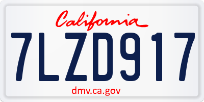 CA license plate 7LZD917