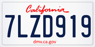 CA license plate 7LZD919