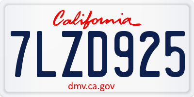 CA license plate 7LZD925
