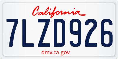 CA license plate 7LZD926